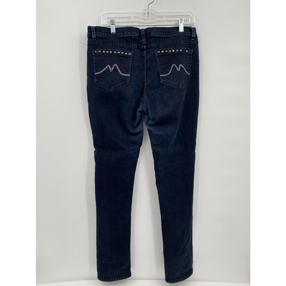 New York & Co Dark Wash Mid Rise Denim Sits at lower waist Skinny Jeans Size 10 - Picture 7 of 10